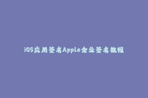 iOS应用签名Apple企业签名教程及常见问题解决方案