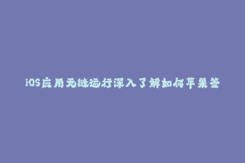 iOS应用无缝运行深入了解如何苹果签名