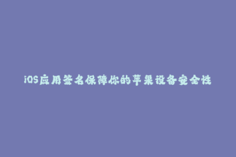 iOS应用签名保障你的苹果设备安全性