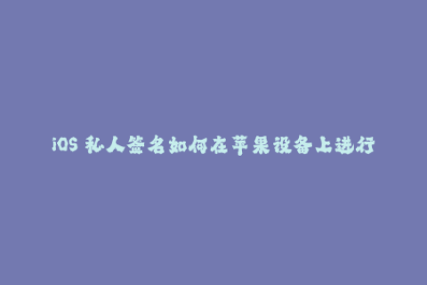 iOS 私人签名如何在苹果设备上进行自定义签名？