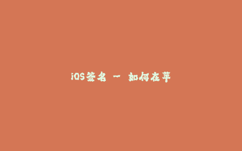 iOS签名 - 如何在苹果设备上签署应用程序？