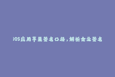 iOS应用苹果签名口径，解析企业签名，必知重要信息