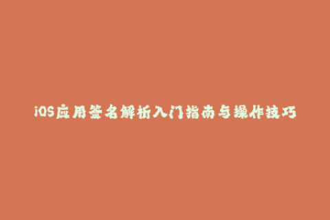 iOS应用签名解析入门指南与操作技巧