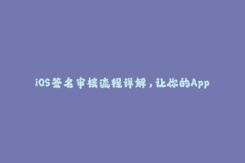 iOS签名审核流程详解，让你的App顺利上架苹果签名审核全攻略，保障App顺利上架