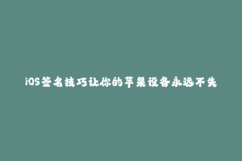 iOS签名技巧让你的苹果设备永远不失效